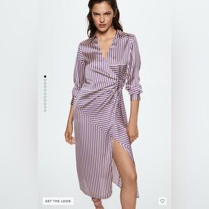 MANGO Harper Stripped Satin Dress